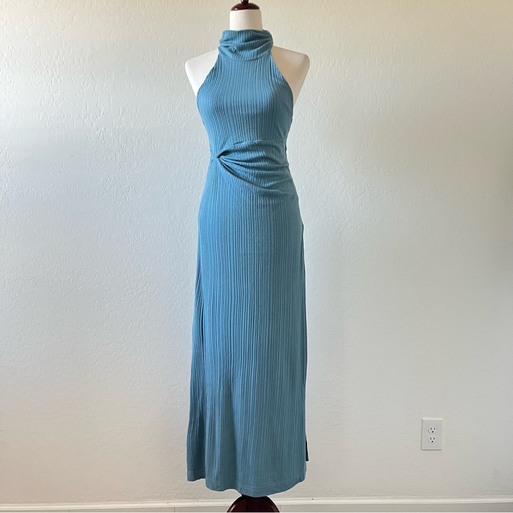 Free People Athea Dress in Ancient Turquoise Halter Maxi Dress Size XS